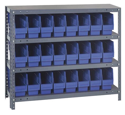 metal storage shelving with bins